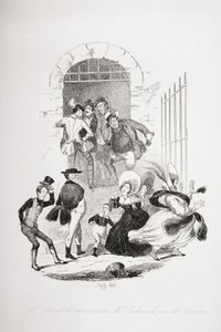 La Sra. Bardell se encuentra con el Sr. Pickwick en la prisión, ilustración de 
